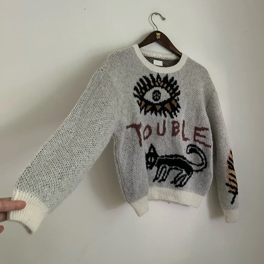 Mother The Jumper Printed Alpaca Crewneck Sweater - Picture 3 of 7